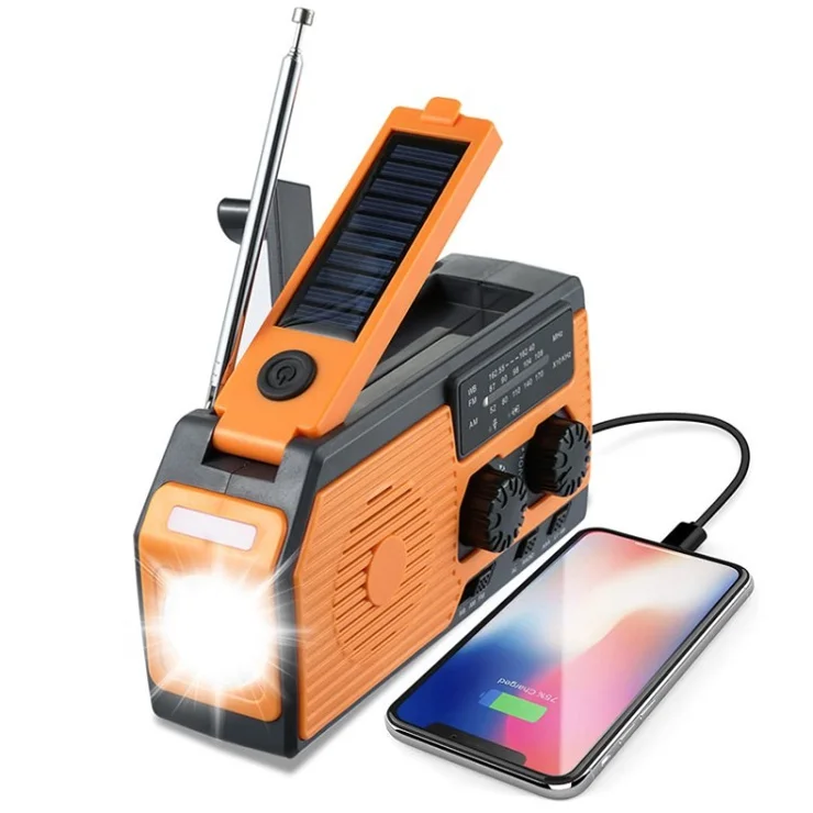 HY-068 Hand Crank Solar AM / FM Radio Reading Light SOS Emergency Flashlight Power Bank - AM / FM / NOAA US Version
