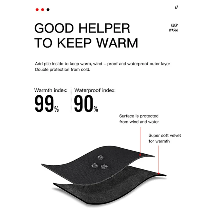 KYNCILOR A0006 Winter Waterproof Thermal Gloves with Touchscreen Fingers Anti-Slip Grip for Runing Cycling - Black / M
