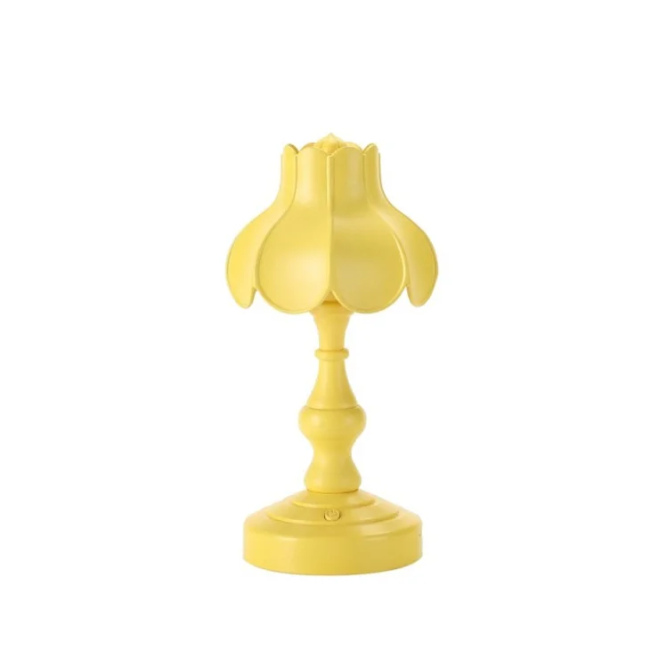 Retro Lotus Leaf Shape Bedroom Table Lamp 3 Lighting Modes Mini Dormitory Lamp - Yellow