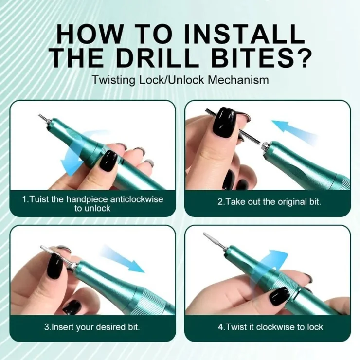 DF112 Mini Electric Nail Drill 4500RPM High Speed LCD Display Portable Nail Polisher - Pink+Blue