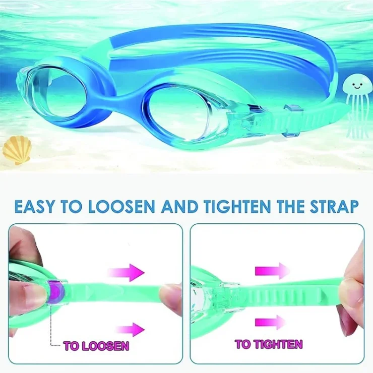 Kids Anti Fog Swimming Goggles 3D Ergonomic Professional Children Swim Eyeglasses - Pink+Purple