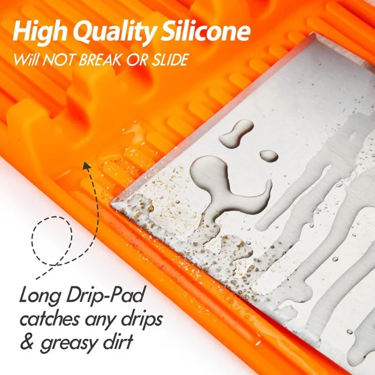 For Blackstone Silicone Griddle Tools Mat Seasoning Bottle Spatula Storage Mat Grill BBQ Caddy Utensils Holder (BPA Free, No FDA) - Orange
