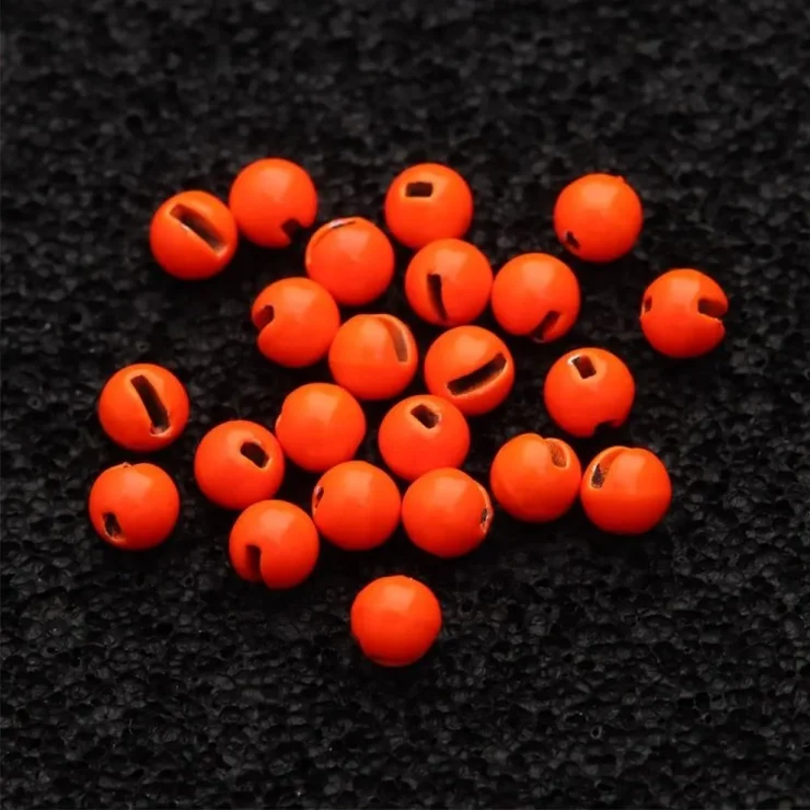 25Pcs 2.5mm Slotted Tungsten Alloy Beads Fly Tying Material Fishing Accessories - Silver
