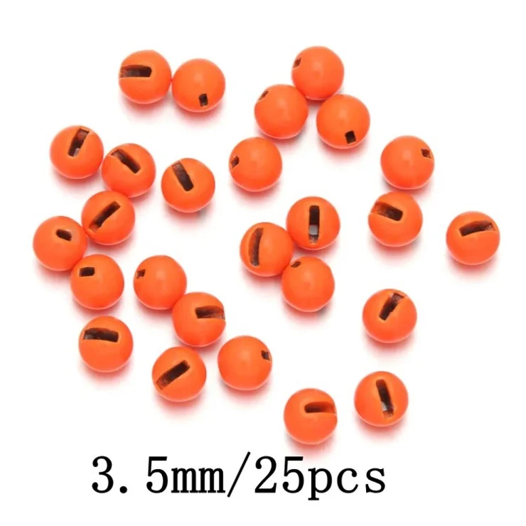 25Pcs 3.5mm Tungsten Alloy Beads Fly Tying DIY Material Slotted Beads Fly Fishing Accessories - Orange