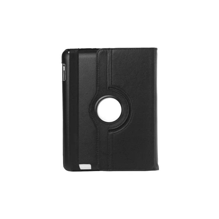 360 Degree Rotating Litchi Surface Leather Case Cover with Stand for iPad 2/3/4 - Black