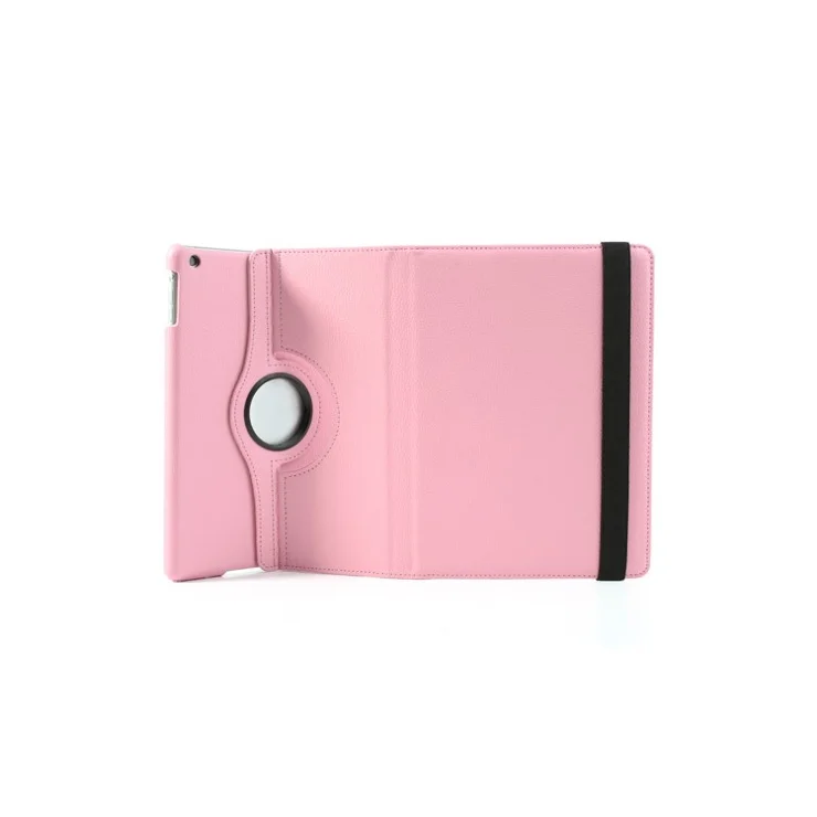 360 Degree Rotating Litchi Leather Folio Case for iPad Air (2013) Tablet Case Accessory - Pink