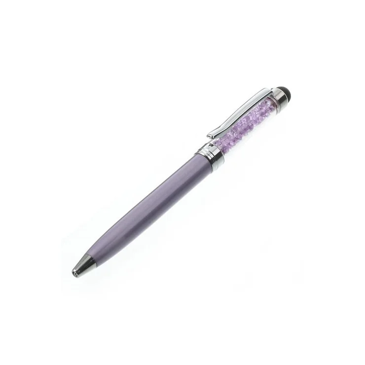 Purple Bling Rhinestone Capacitive Touch Stylus & Ballpoint Pen for iPhone iPad Samsung Sony HTC