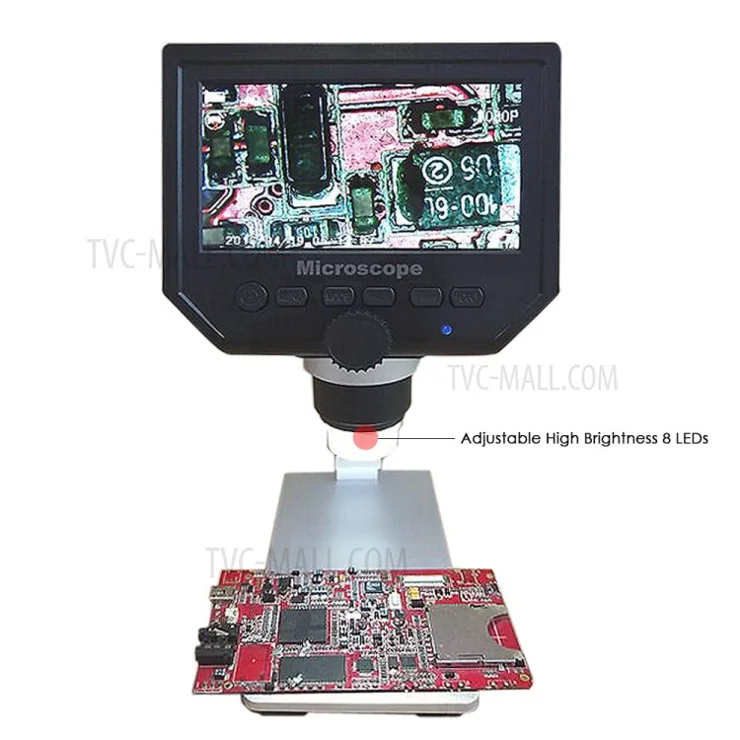 KKMOON Portable LED Magnifier 4.3" LCD Display 600x Magnification 3.6MP Electronic Digital Video Microscope - EU Plug