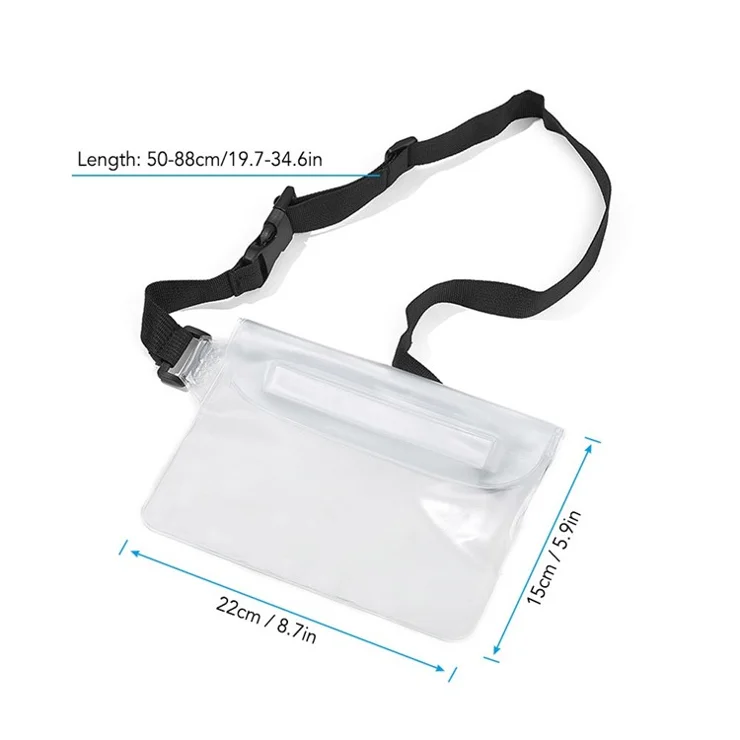 3-Zipper Design Waterproof Waist Bag Waterproof Pouch with Adjustable Waist Strap - Pink