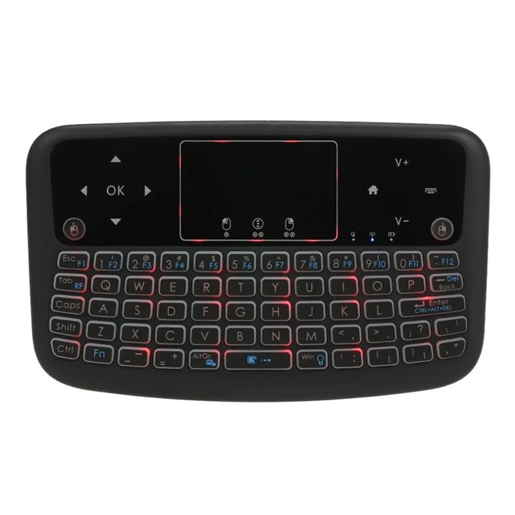 A36 Wireless Keyboard 2.4GHz 7 Color Backlit Air Mouse Touchpad Keyboard for Android TV Box Smart TV PC - Black
