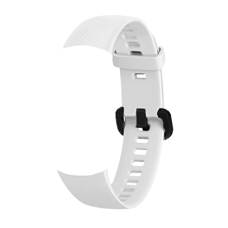 Silicone Bracelet Strap Watch Strap Adjustable Wristband Replacement for Honor Band 5 - White