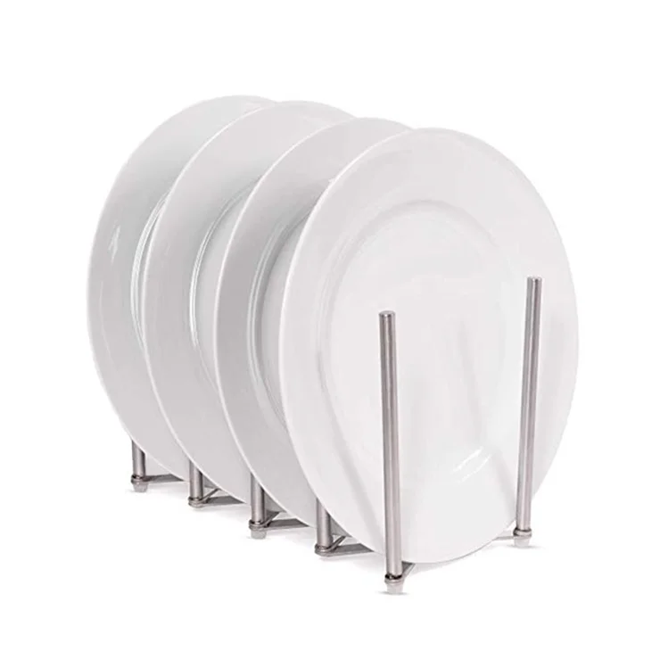 Kitchen Utensil Organizer Stainless Steel Pot Lid Plate Holder Rack Expandable 4 Sectional Adjustable with Sucker Hooks