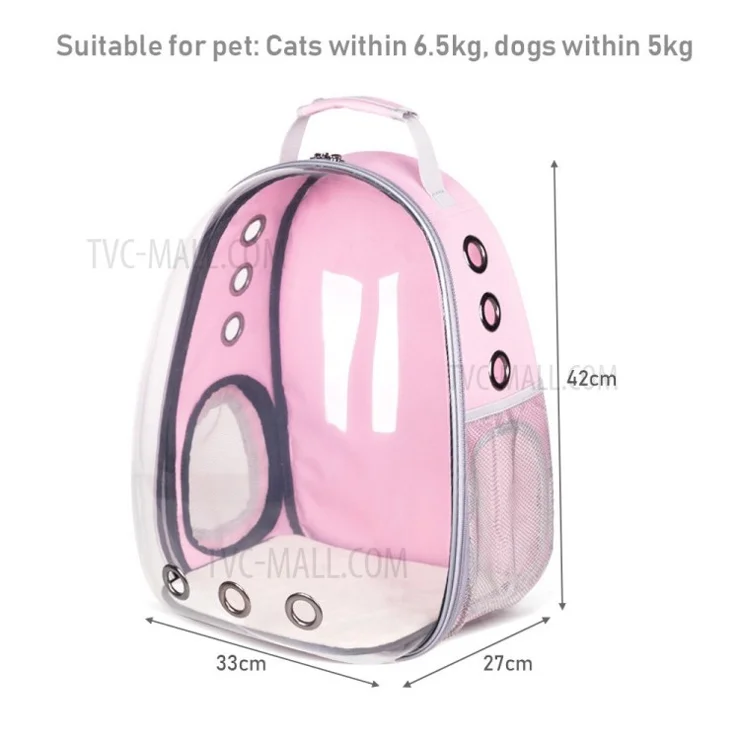 Pet Transparent Backpack Carrier Dog Cat Breathable Outdoor Travel Carrying Bag - Grey