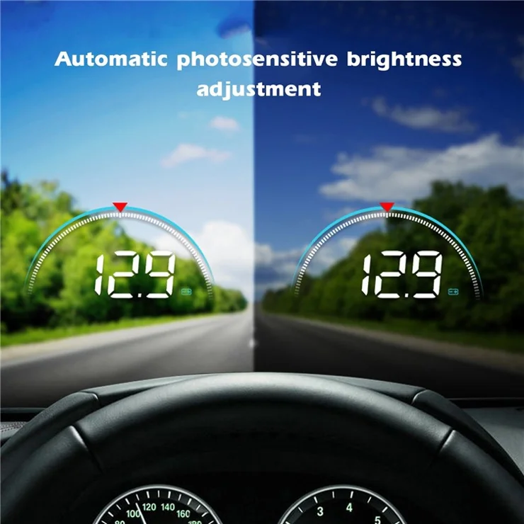 Black Car Hud Display, Obd+gps Head Up Display High Definition