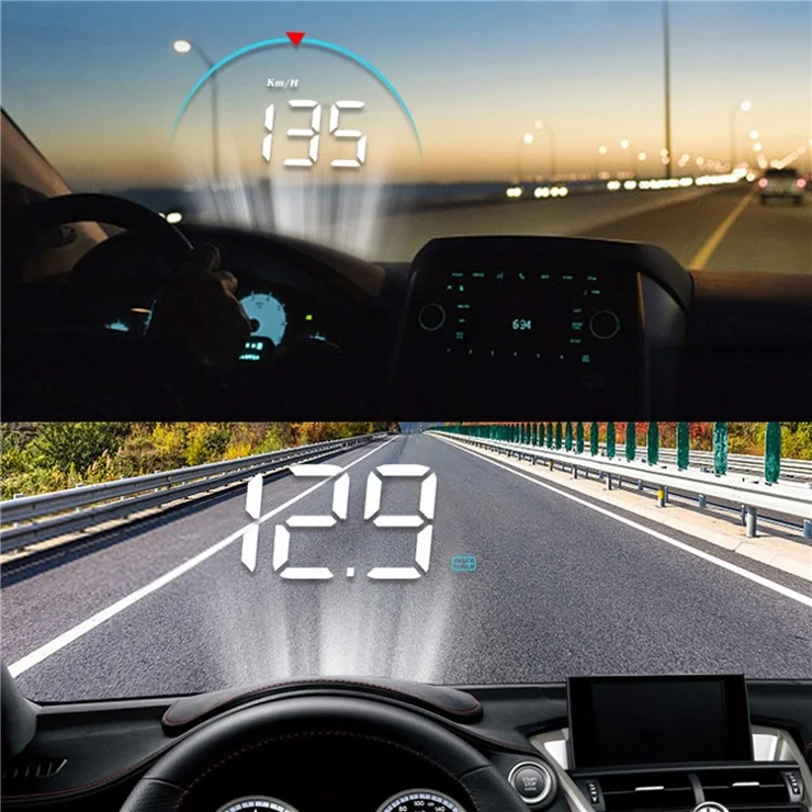 Black Car Hud Display, Obd+gps Head Up Display High Definition