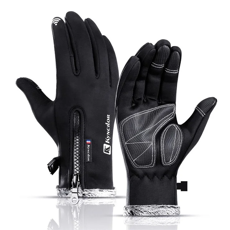 KYNCILOR For Outdoor Exercise Work Winter Warm Gloves Fleece Windproof Waterproof Gloves - Black/XL