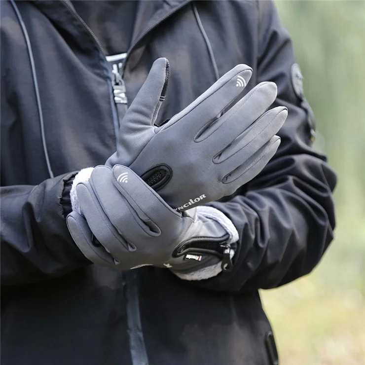 KYNCILOR For Outdoor Exercise Work Winter Warm Gloves Fleece Windproof Waterproof Gloves - Grey/S