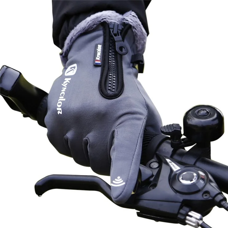 KYNCILOR For Outdoor Exercise Work Winter Warm Gloves Fleece Windproof Waterproof Gloves - Grey/XL