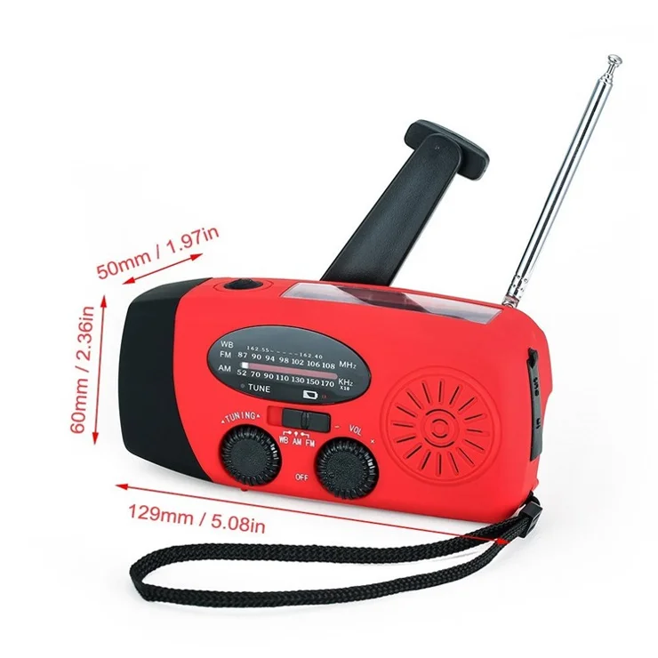 Hand-Cranked Solar Portable AM / FM Radio Flashlight NOAA Weather Forecast Radio with Power Bank Function