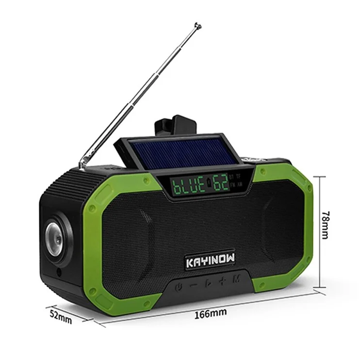 Portable IPX6 Waterproof Hand Crank Emergency Solar Radio Bluetooth-compatible Speaker with LED Light