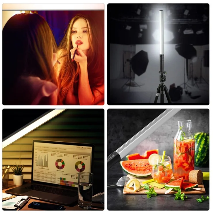 LIYADI RGB Handheld LED Light Wand Rechargeable Photography Light Stick 10 Lighting Modes 12 Brightness Levels 1000 Lumens 3200-5600K Color Temperature with Portable Bag Hanging Loop Remote Control