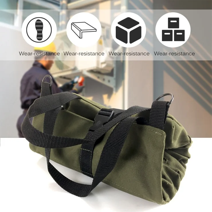 thumbnail image 2 of 2-Pack Roll Up Tool Bags - Portable Tool Organizer With Zippered Pockets Black & Blue 2 of 9