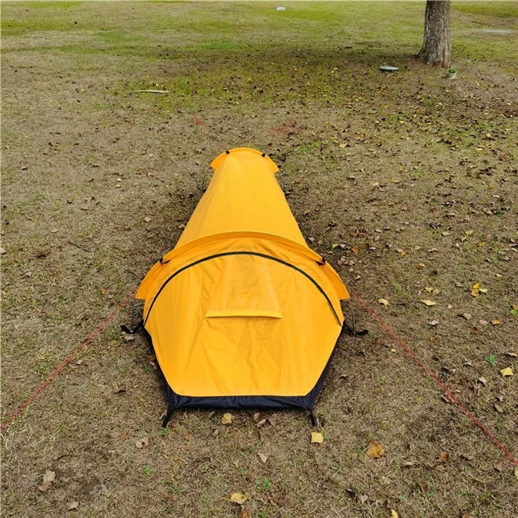 For Outdoor Camping Lightweight Backpacking Single Person Sleeping Tent - Yellow