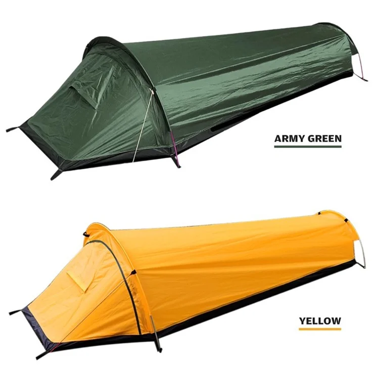 For Outdoor Camping Lightweight Backpacking Single Person Sleeping Tent - Yellow