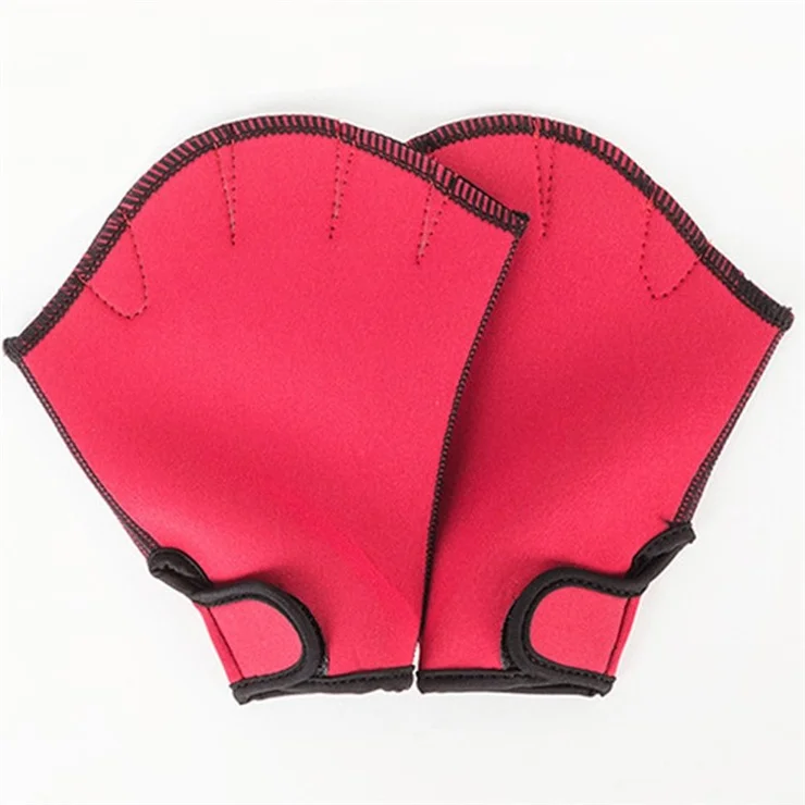 Webbed Swimming Gloves Swimming Diving Training Paddles Water Resistance Hand Paddles - Red/M