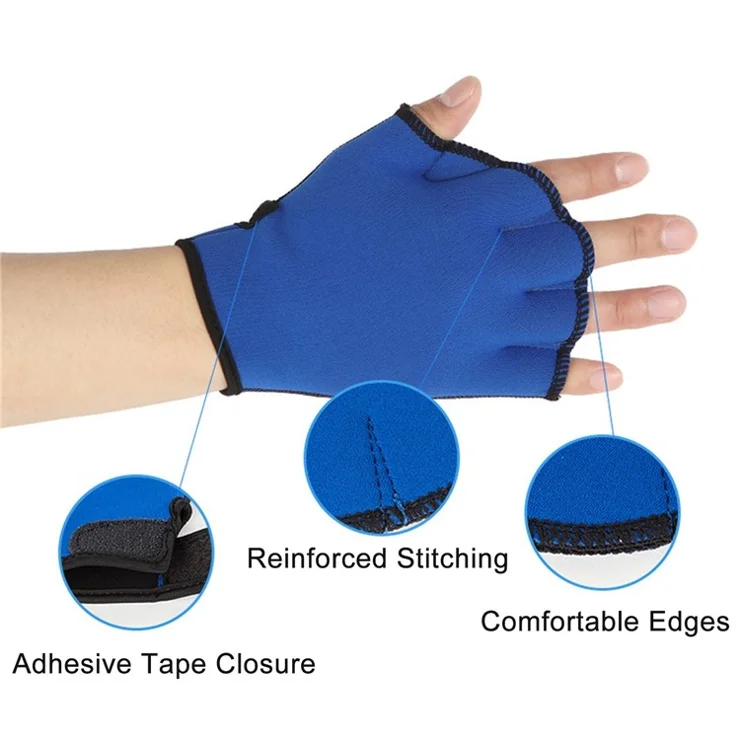 Webbed Swimming Gloves Swimming Diving Training Paddles Water Resistance Hand Paddles - Red/L