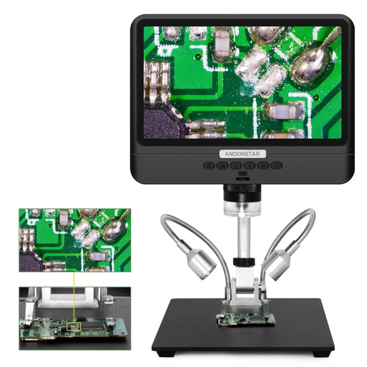 ANDONSTAR AD208 8.5 Inch LCD Screen 5X-1200X Digital Microscope Adjustable Microscope for Repairing (Battery Included)