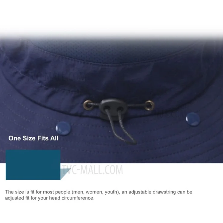 Fishing Hat Sun Cap with Removable Face Cover Neck Flap Outdoor UV Sun Protection Wide Brim Hat - Navy Blue