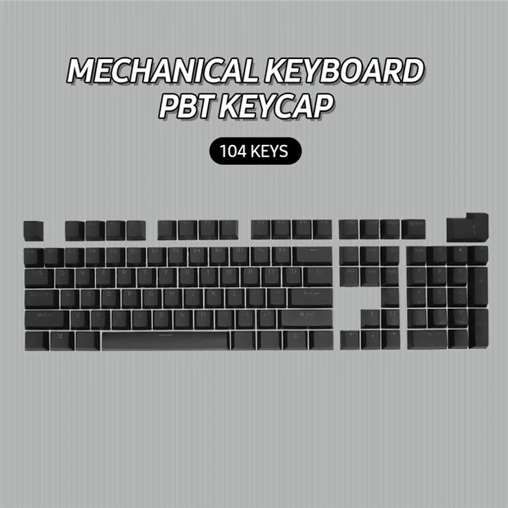 For Mechanical Keyboard 104 Keys Injection Molding PBT Keycap Set - Black