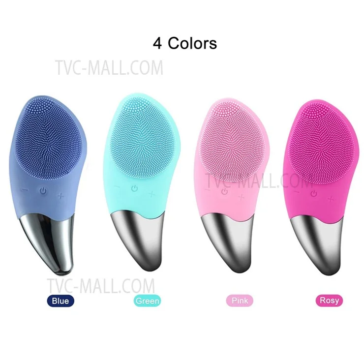 Facial Cleansing Brush Silicone Beauty Massager Electric 5 Speed Sonic Vibrating Scrubber for Deep Cleanser with IPX7 Waterproof - Blue
