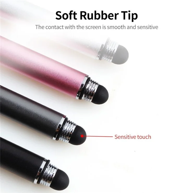 Portable Universal Stylus Pen Touch Screen Double-head Smooth Sensitive Capacitive Pen for Phone Tablet - Black