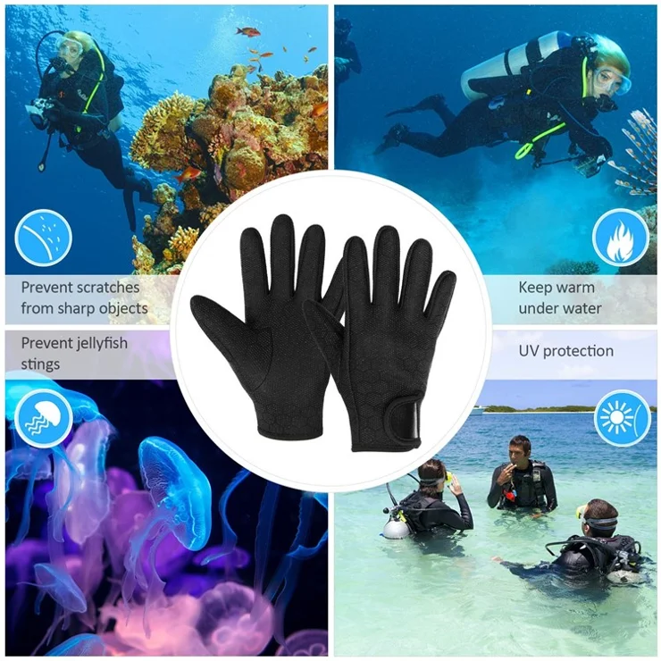 1.5mm Neoprene Diving Gloves Women Men Anti-slip Snorkeling Gloves for Swimming Surfing Sailing Kayaking - L