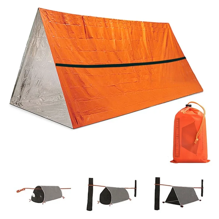 Emergency Tent Survival Tent Waterproof Survival Shelter with Sleeping Bag for Hiking Survival Kit - Type 2