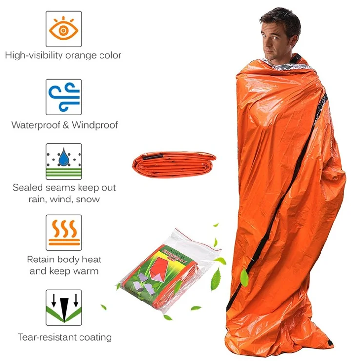 Emergency Tent Survival Tent Waterproof Survival Shelter with Sleeping Bag for Hiking Survival Kit - Type 2