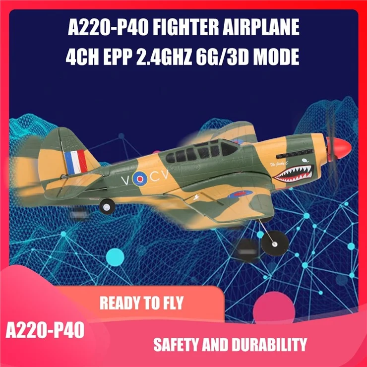 WLTOYS XKS A220-P40 RC Plane 4 Channel 2.4Ghz Remote Control Aircraft Fighter RC Airplane
