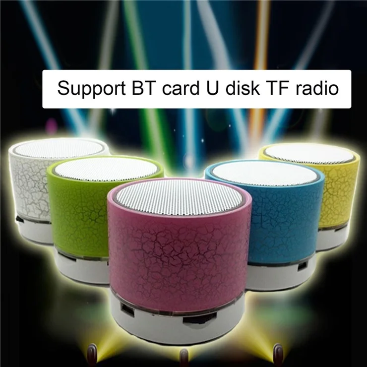 Portable Mini Wireless Bluetooth-compatible Speaker Colorful Light Small Crack Luminous Sound Column Subwoofer Support TF Card AUX - White