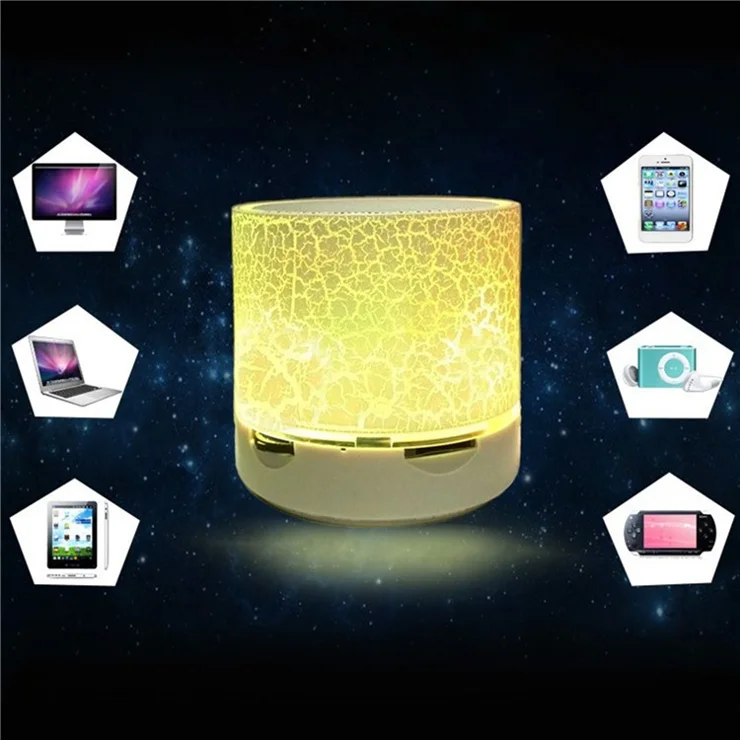 Portable Mini Wireless Bluetooth-compatible Speaker Colorful Light Small Crack Luminous Sound Column Subwoofer Support TF Card AUX - Yellow