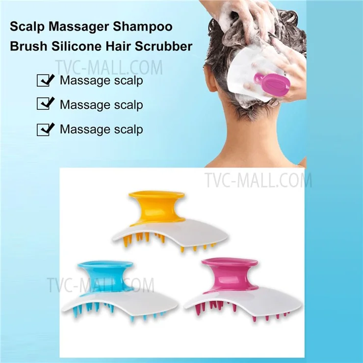 Silicone Shampoo Brush Scalp Massager Hair Scrubber Washing Brush Exfoliator Brush for Dandruff All Hair Types - Blue