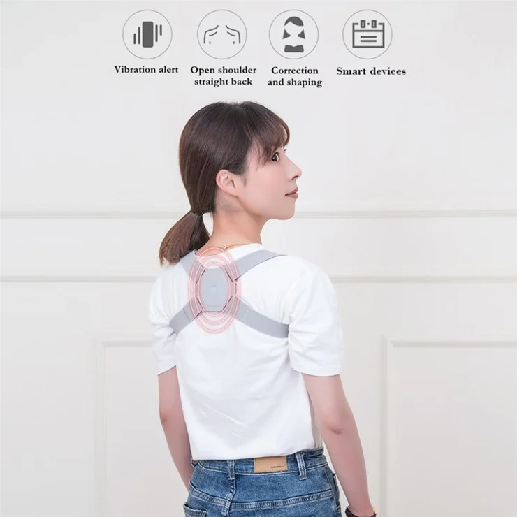 Adult Kid Posture Corrector Adjustable Angle Straightener Back Brace with Built-in Smart Sensor Vibration Reminder