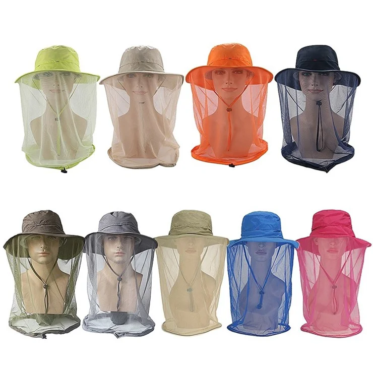 Lightweight Quick-drying Anti-mosquito Mask Hat with Head Net Mesh Face Protection Outdoor Fishing Sun Hat Cap - Army Green