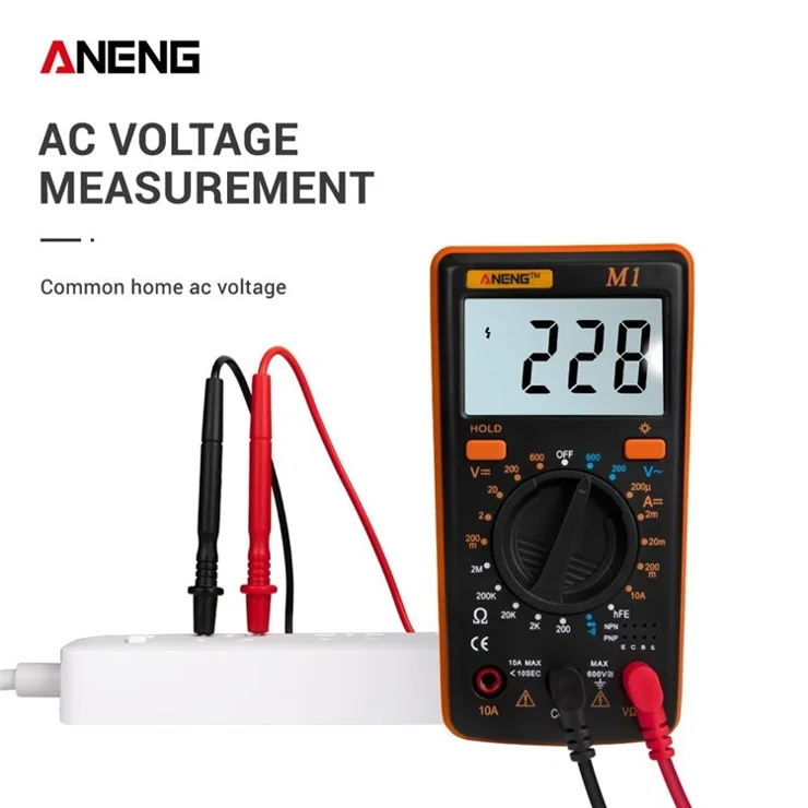 ANENG M1 Handheld Digital LCR Meter AC/DC Voltage Current Tester ResistanceTests Live Wire Continuity Overload Protection - Orange