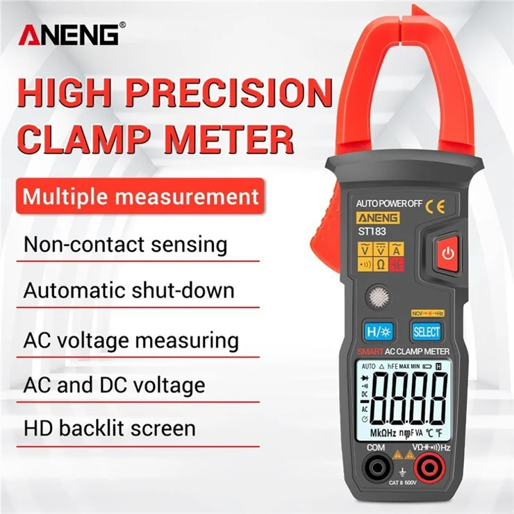 ANENG ST183 AC Current and AC/DC Voltage Tester 6000 Counts Digital Clamp Meter Auto-Ranging Multimeter Resistance Capacitance Diode Test NCV