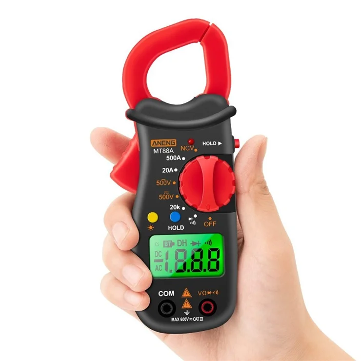 ANENG MT88A Digital Clamp Meter 1999 Counts Multimeter Voltage Tester Auto-ranging with AC/DC Voltage AC Current Resistance