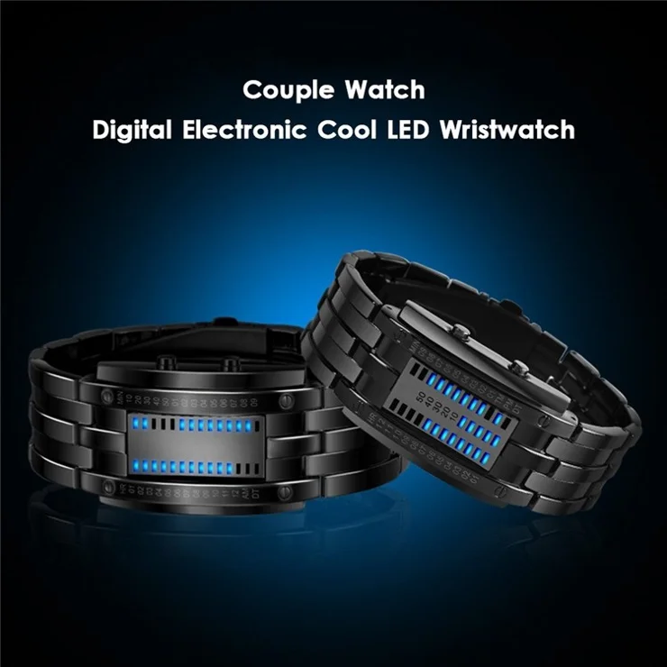 SKMEI Couple Watches LED 30M Waterproof Digital Electronic Wrist Watch with Display Time Calendar Date for Men Women Lovers - Silver/Men