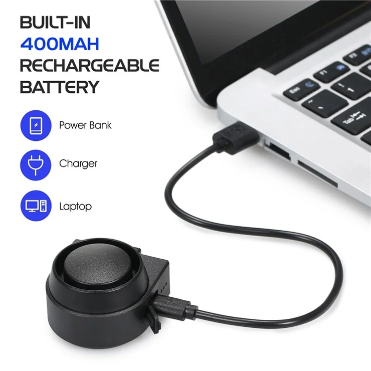 Electric Bike Horn Bell 115dB Loud Bicycle Bell IPX6 Waterproof Wireless Ring Bike Bells USB Rechargeable Bicycle Horn with 5 Sound Modes 3 Vibration