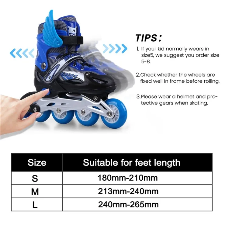 1 Pair Adjustable Roller Skates Children Flash Inline Skates Shoes Children Teens Beginner Advance - Size: M